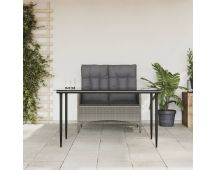 vidaXL 2 Piece Garden Dining Set with Cushions Grey Poly Rattan