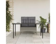 vidaXL 2 Piece Garden Dining Set with Cushions Grey Poly Rattan