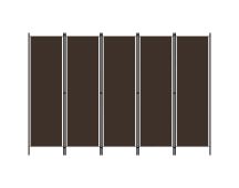 vidaXL 5-Panel Room Divider Brown 250x180 cm