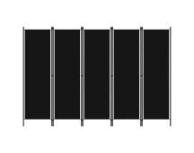 vidaXL 5-Panel Room Divider Black 250x180 cm