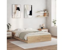 vidaXL Bed Frame with Drawers Sonoma Oak 135x190 cm Engineered Wood