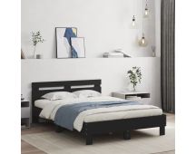 vidaXL Bed Frame with Headboard Black 135x190 cm Engineered Wood