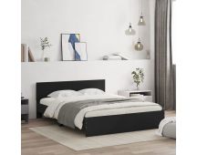 vidaXL Bed Frame with Headboard Black 150x200 cm