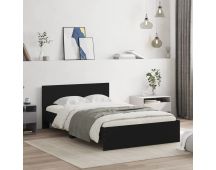 vidaXL Bed Frame with Headboard Black 135x190 cm