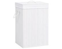 vidaXL Bamboo Laundry Basket with Single Section White