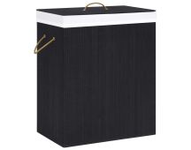 vidaXL Bamboo Laundry Basket with Single Section Black 83 L