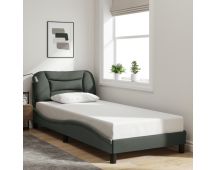 vidaXL Bed Frame with Headboard Dark Grey 90x190 cm Fabric