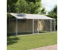 vidaXL Dog Cage with Roof and Doors Grey 4x2x2 m Galvanised Steel