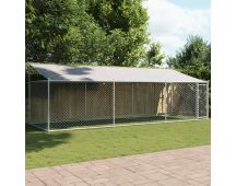 vidaXL Dog Cage with Roof and Door Grey 6x2x2 m Galvanised Steel