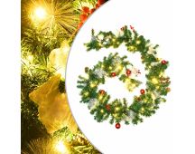 vidaXL Christmas Garland with LED Lights Green 2.7 m PVC