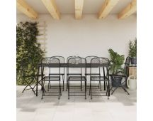 vidaXL 9 Piece Garden Dining Set Anthracite Metal Mesh