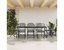 vidaXL 9 Piece Garden Dining Set Anthracite Metal Mesh