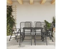 vidaXL 7 Piece Garden Dining Set Anthracite Metal Mesh