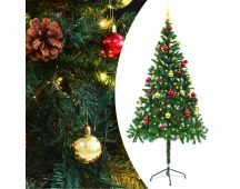 vidaXL Artificial Christmas Tree with Baubles and LEDs Green 180 cm