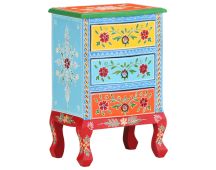 vidaXL Hand Painted Bedside Cabinet 40x30x60 cm Solid Mango Wood