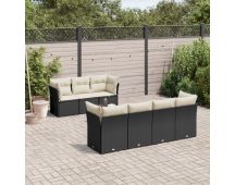 vidaXL 8 Piece Garden Sofa Set with Cushions Black Poly Rattan