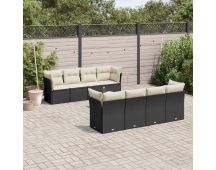 vidaXL 9 Piece Garden Sofa Set with Cushions Black Poly Rattan