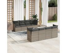 vidaXL 9 Piece Garden Sofa Set with Cushions Grey Poly Rattan