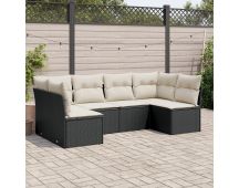 vidaXL 6 Piece Garden Sofa Set with Cushions Black Poly Rattan