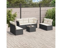 vidaXL 8 Piece Garden Sofa Set with Cushions Black Poly Rattan