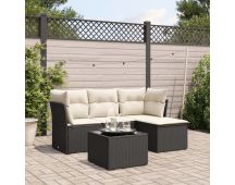 vidaXL 5 Piece Garden Sofa Set with Cushions Black Poly Rattan