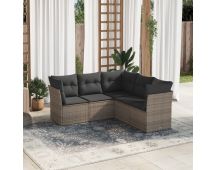 vidaXL 5 Piece Garden Sofa Set with Cushions Grey Poly Rattan