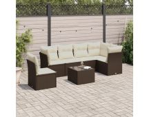 vidaXL 7 Piece Garden Sofa Set with Cushions Black Poly Rattan