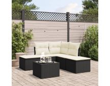 vidaXL 6 Piece Garden Sofa Set with Cushions Black Poly Rattan