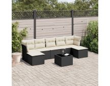 vidaXL 8 Piece Garden Sofa Set with Cushions Black Poly Rattan