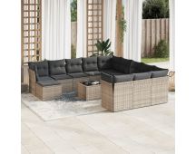 vidaXL 13 Piece Garden Sofa Set with Cushions Grey Poly Rattan