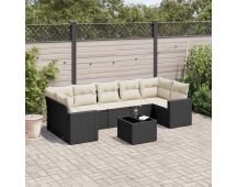 vidaXL 8 Piece Garden Sofa Set with Cushions Black Poly Rattan