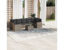 vidaXL 8 Piece Garden Sofa Set with Cushions Grey Poly Rattan