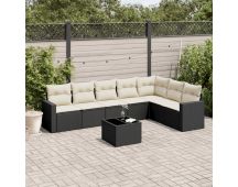 vidaXL 8 Piece Garden Sofa Set with Cushions Black Poly Rattan