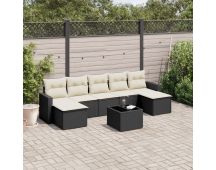 vidaXL 8 Piece Garden Sofa Set with Cushions Black Poly Rattan