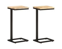 vidaXL Side Tables 2 pcs 31.5x24.5x64.5 cm Rough Mango Wood