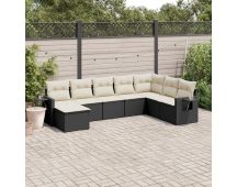 vidaXL 8 Piece Garden Sofa Set with Cushions Black Poly Rattan