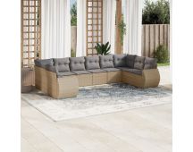 vidaXL 10 Piece Garden Sofa Set with Cushions Beige Poly Rattan