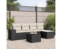 vidaXL 6 Piece Garden Sofa Set with Cushions Black Poly Rattan