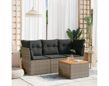 vidaXL 4 Piece Garden Sofa Set with Cushions Grey Poly Rattan