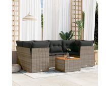 vidaXL 7 Piece Garden Sofa Set with Cushions Grey Poly Rattan