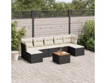 vidaXL 8 Piece Garden Sofa Set with Cushions Black Poly Rattan