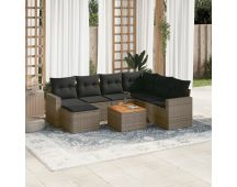 vidaXL 8 Piece Garden Sofa Set with Cushions Grey Poly Rattan