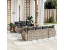 vidaXL 8 Piece Garden Sofa Set with Cushions Grey Poly Rattan