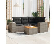 vidaXL 5 Piece Garden Sofa Set with Cushions Grey Poly Rattan