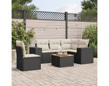 vidaXL 6 Piece Garden Sofa Set with Cushions Black Poly Rattan