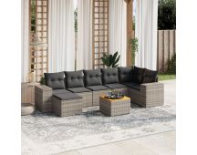 vidaXL 8 Piece Garden Sofa Set with Cushions Grey Poly Rattan