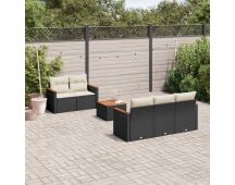 vidaXL 6 Piece Garden Sofa Set with Cushions Black Poly Rattan