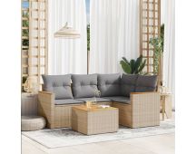 vidaXL 5 Piece Garden Sofa Set with Cushions Mix Beige Poly Rattan