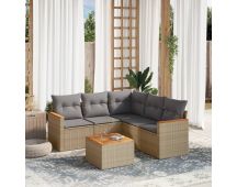 vidaXL 6 Piece Garden Sofa Set with Cushions Mix Beige Poly Rattan