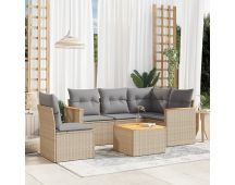 vidaXL 6 Piece Garden Sofa Set with Cushions Mix Beige Poly Rattan